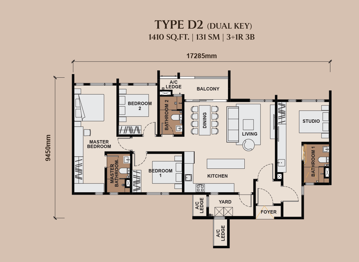 Type D2 (Dual Key) Floor Plan