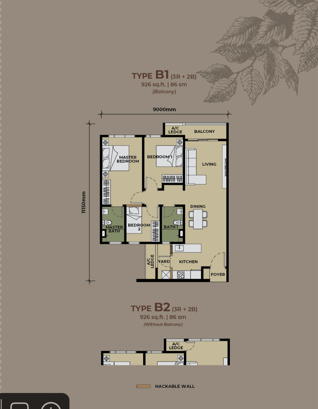 Type B1/B2 Floor Plan