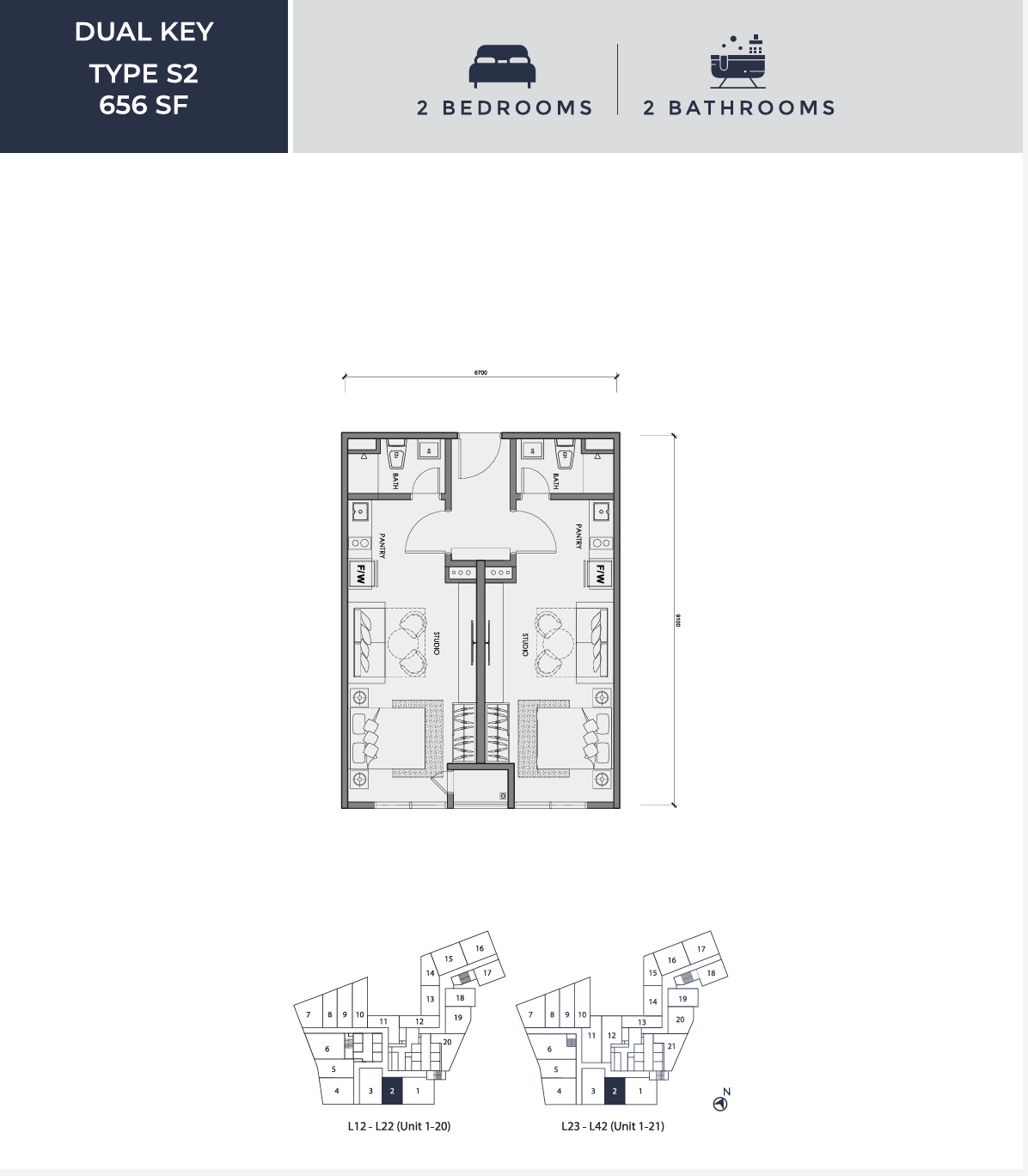 Type S2 (Dual Key) Floor Plan