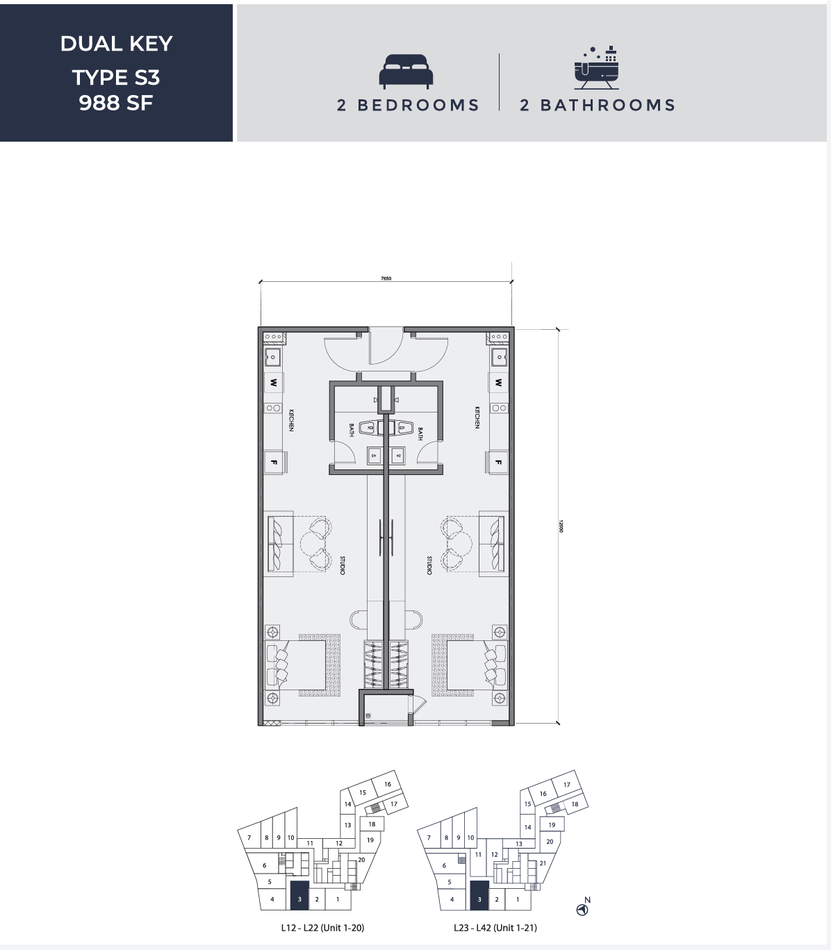 Type S3 (Dual Key) Floor Plan