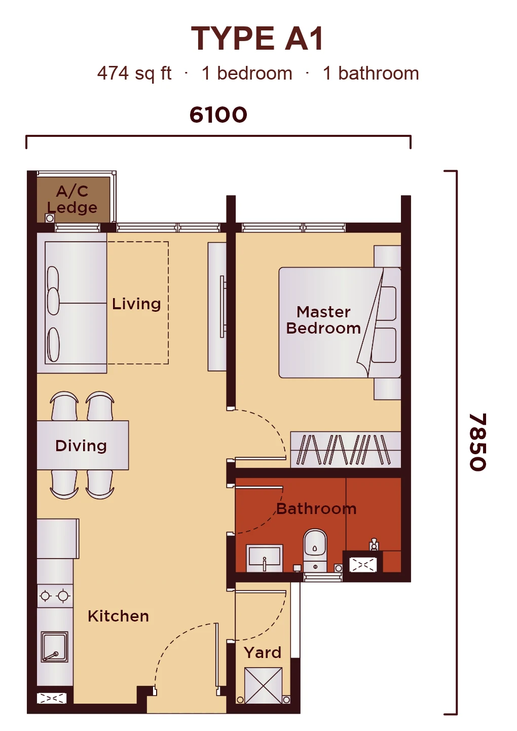 Type A1 — 474 sqft