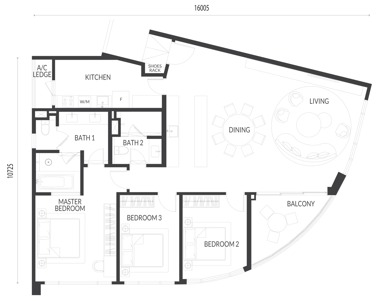 Type F — 1,627 sqft