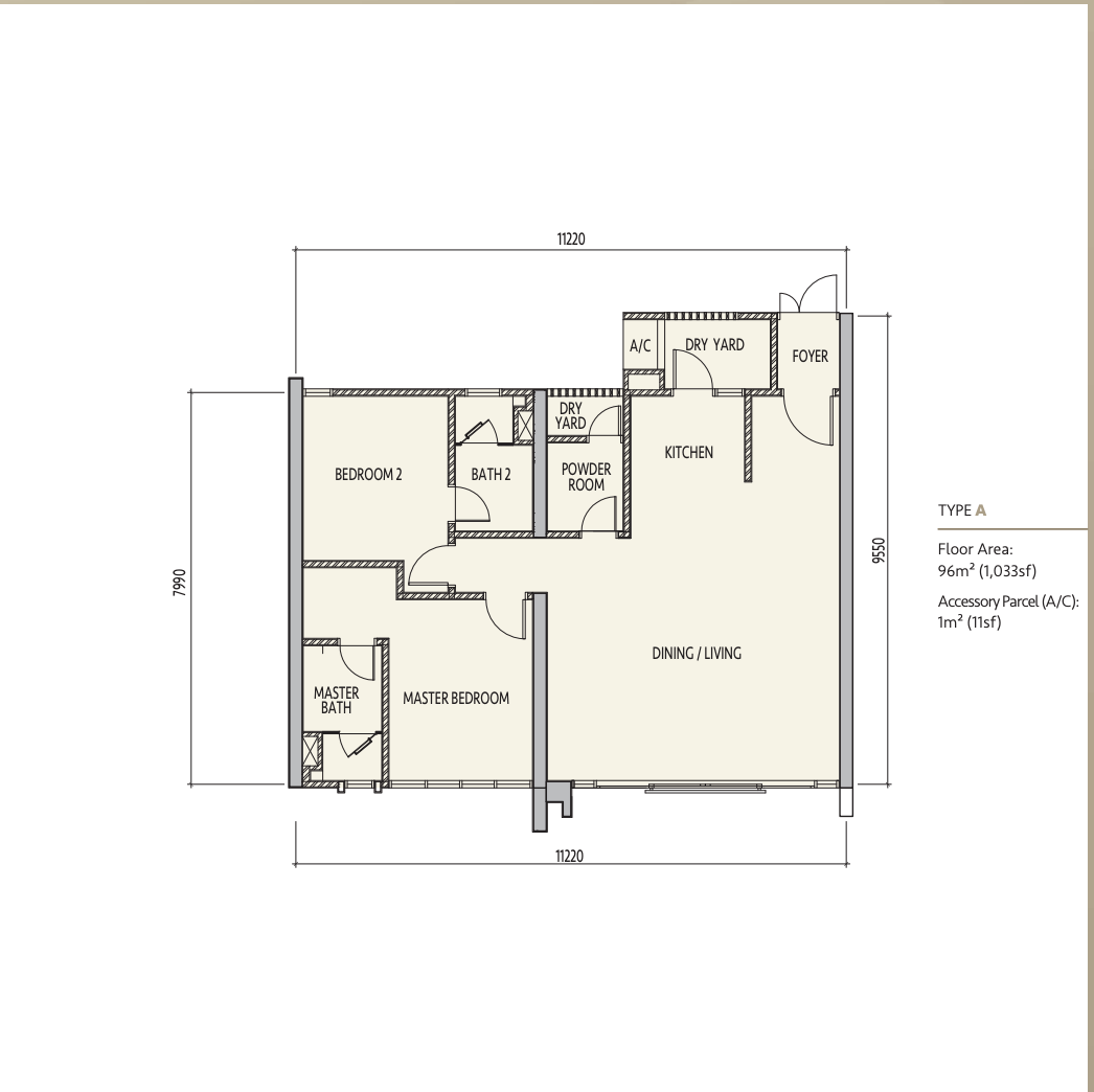 Type A — 1033 sqft