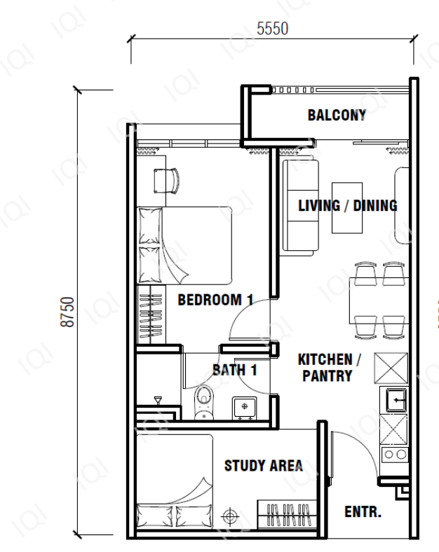 Type A — 497 sqft