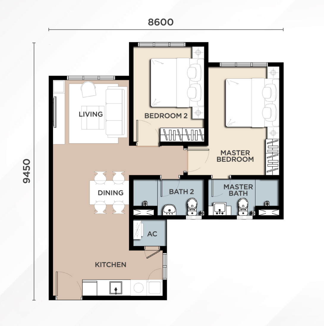 Type B — 668 sqft