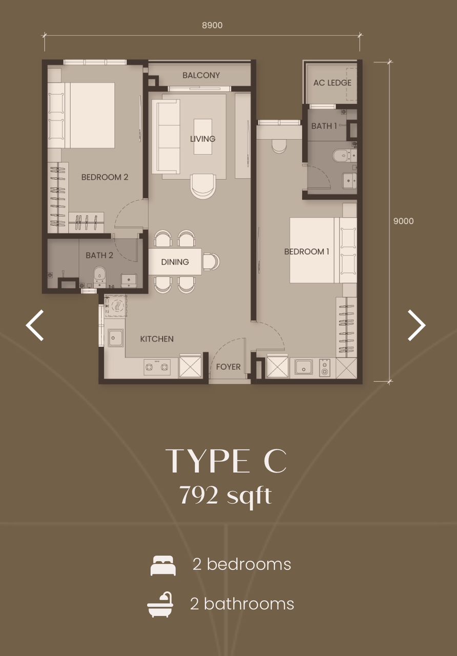 Type C (Dual Key) Floor Plan