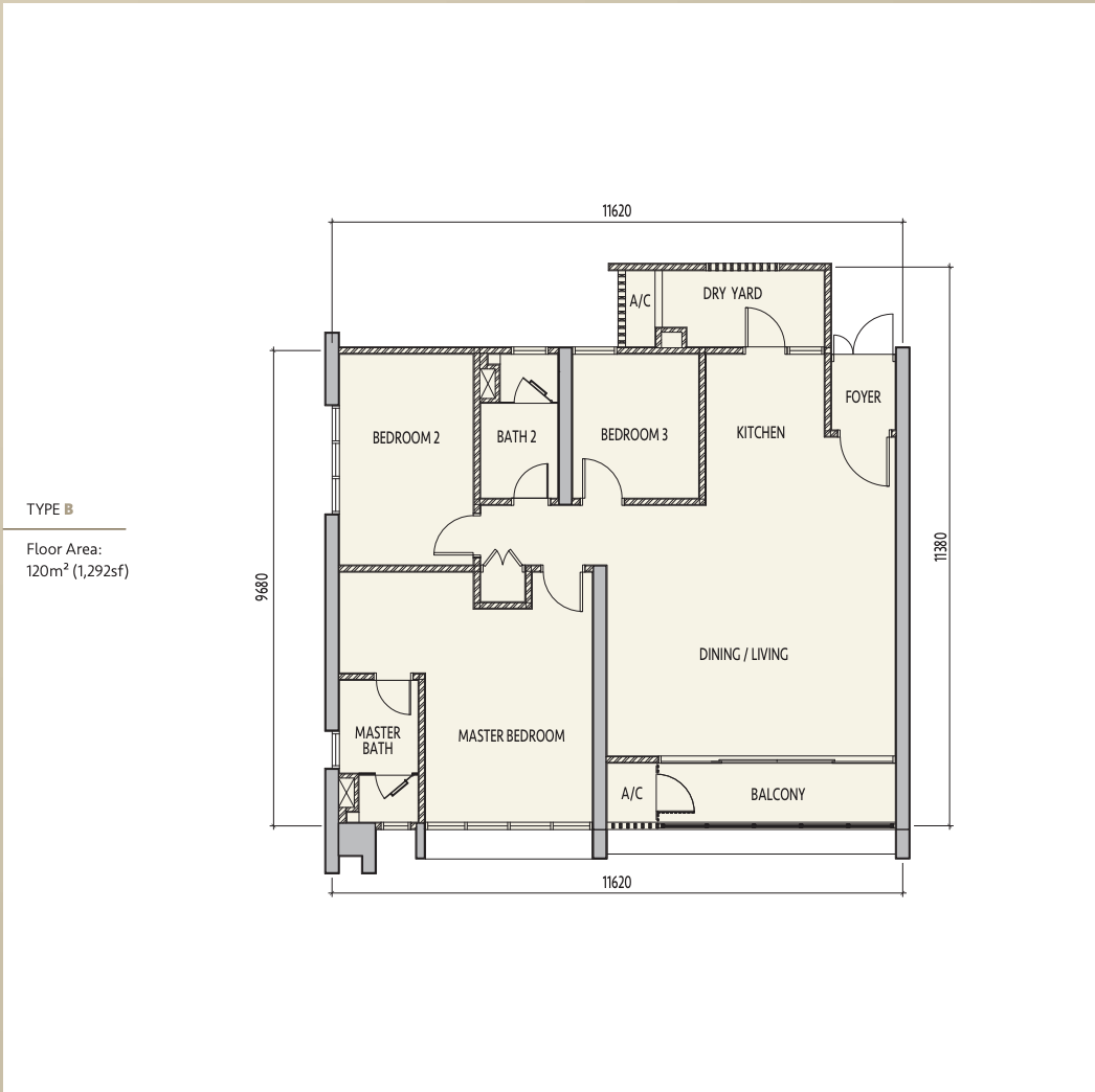Type B — 1292 sqft