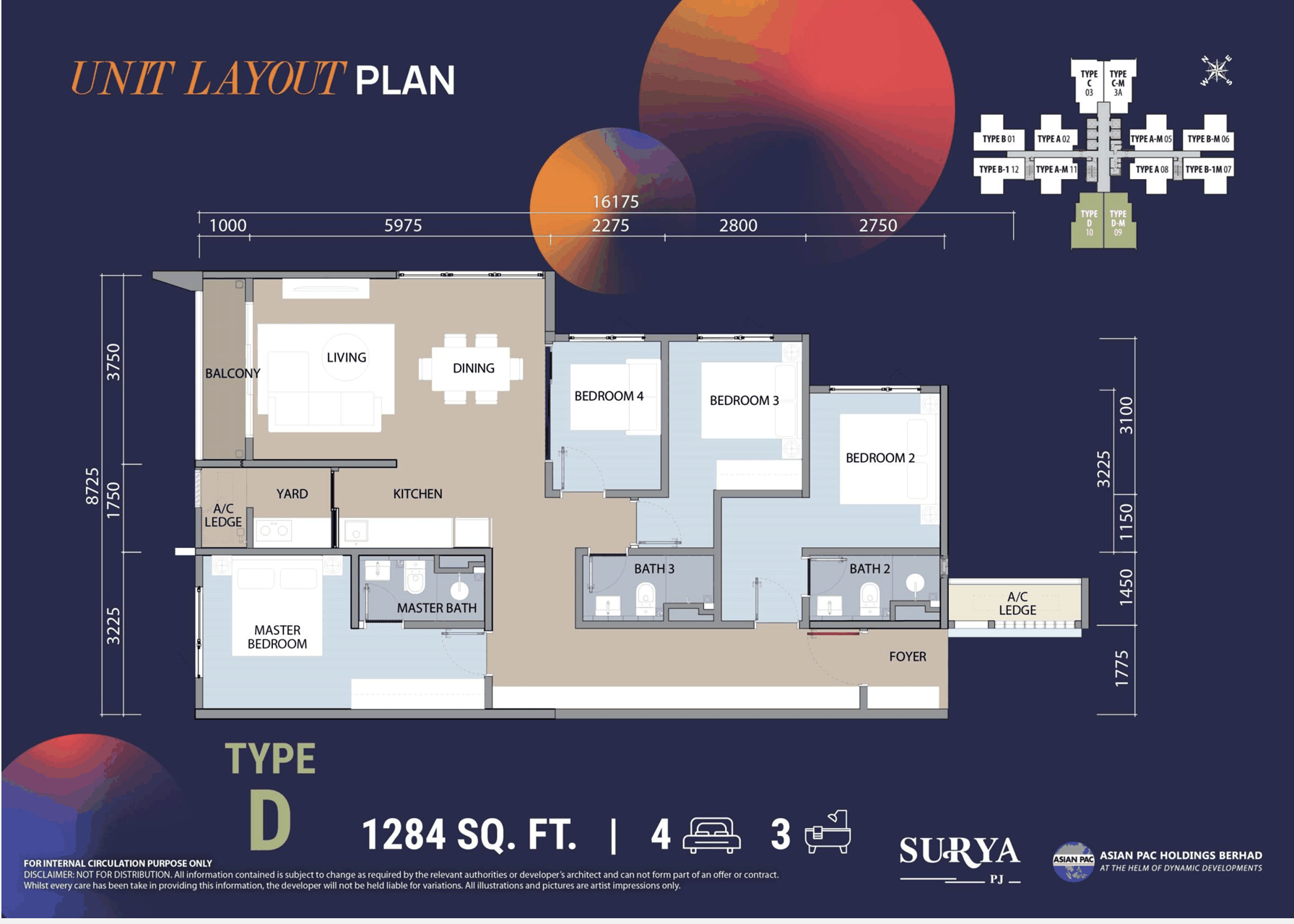 Type D — 1284 sqft