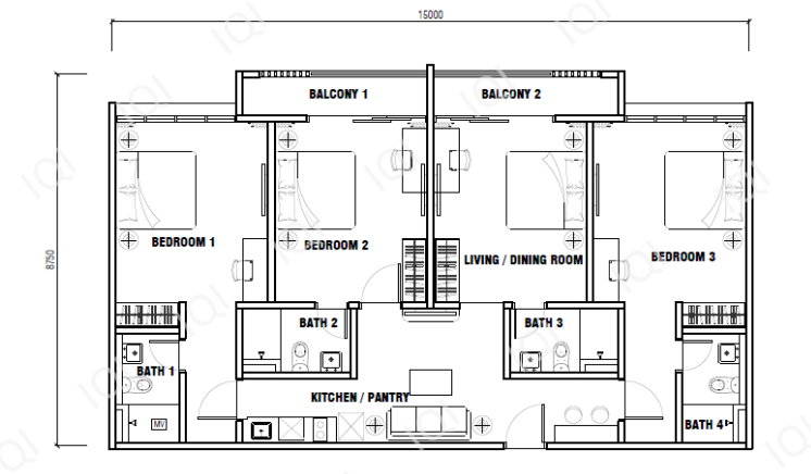 Type E — 1344 sqft