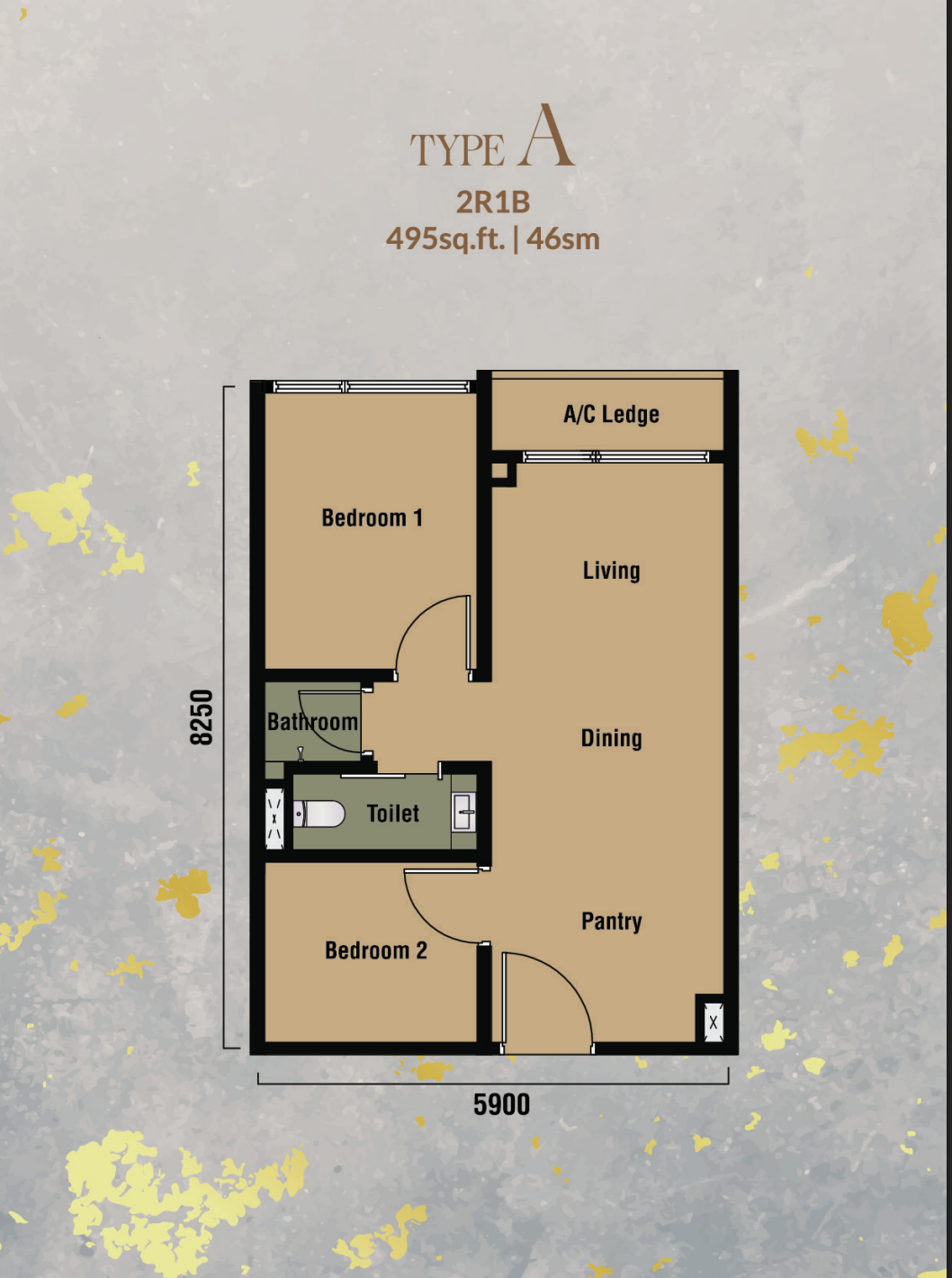 Type Type A – 2 Bedroom Floor Plan