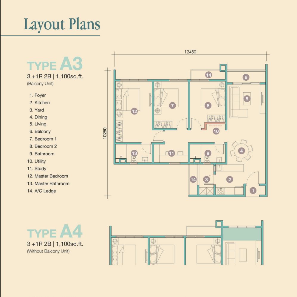 Type A3 / A4 Floor Plan