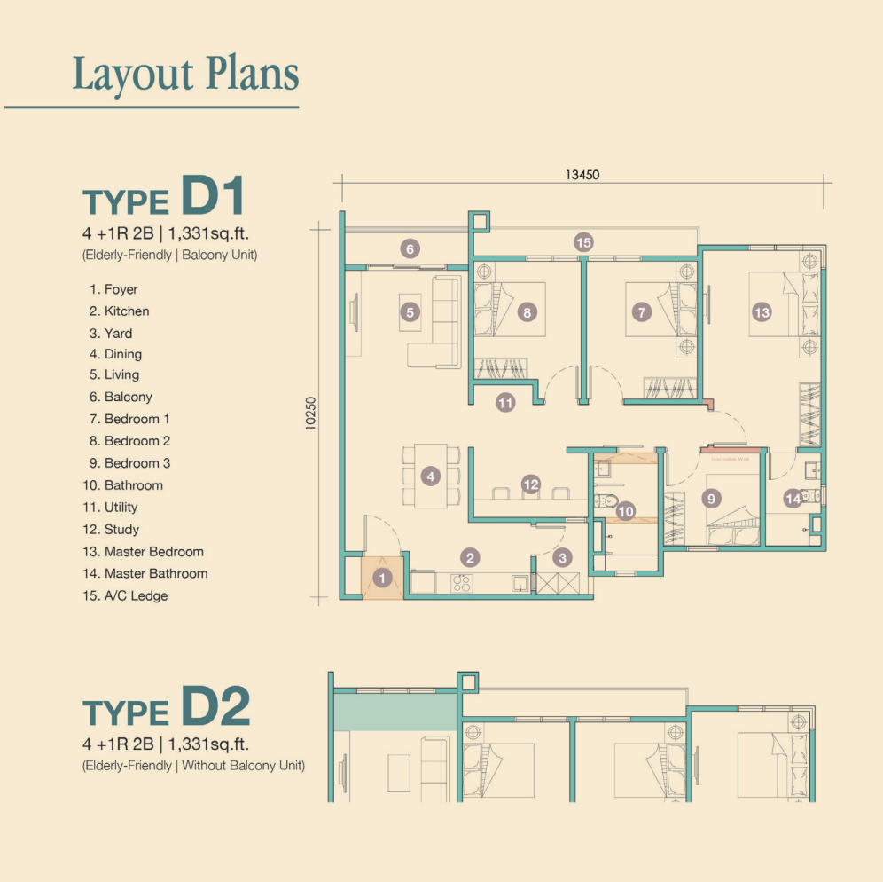 Type D1 / D2 Floor Plan