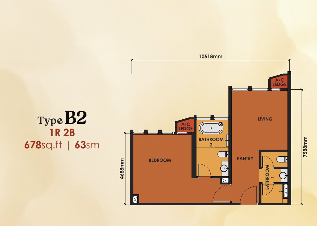 Type B2 (Dual Key) Floor Plan