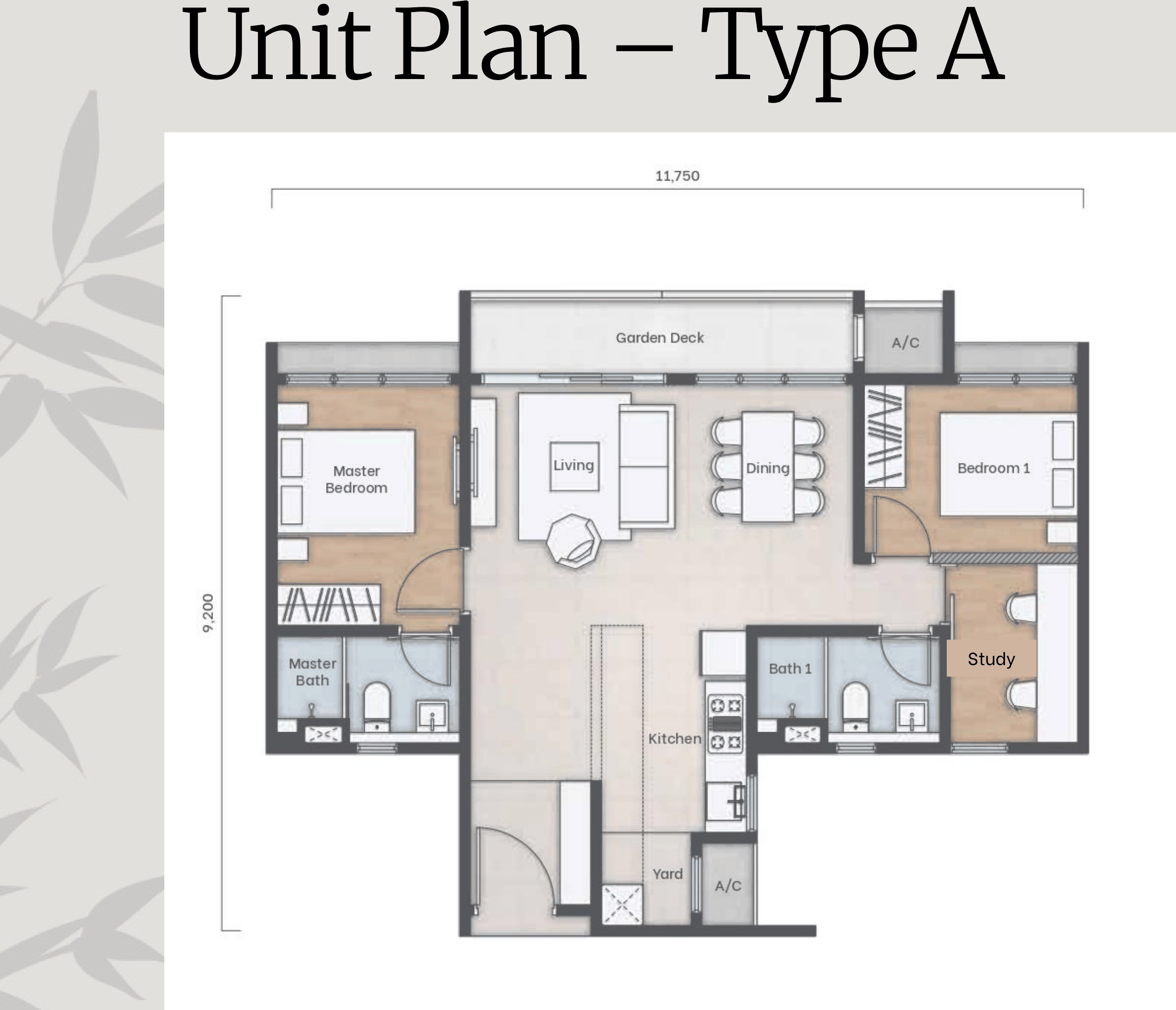 Type A — 883 sqft