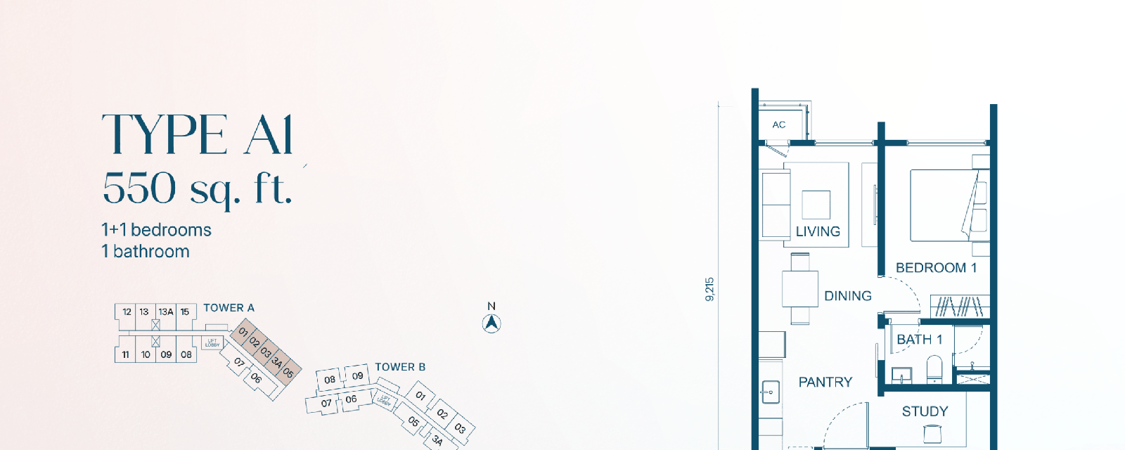Type A — 550 sqft