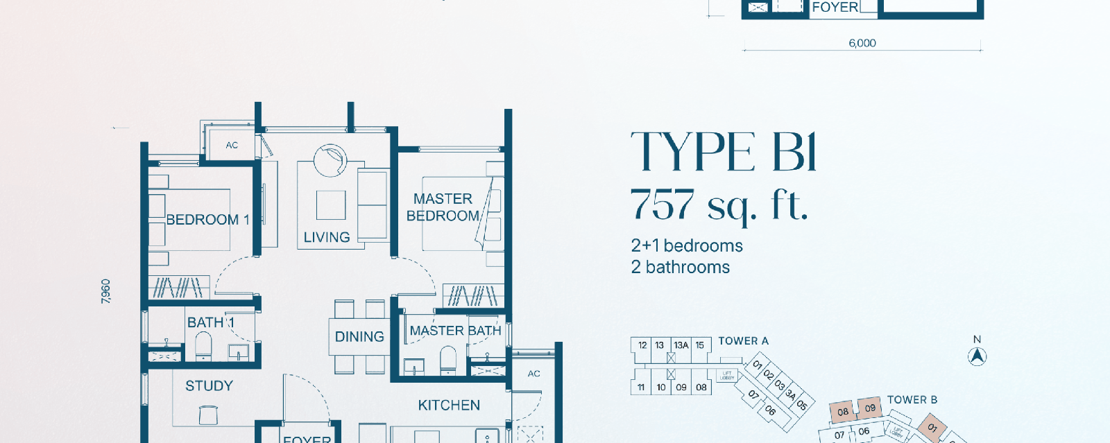 Type B — 757 sqft