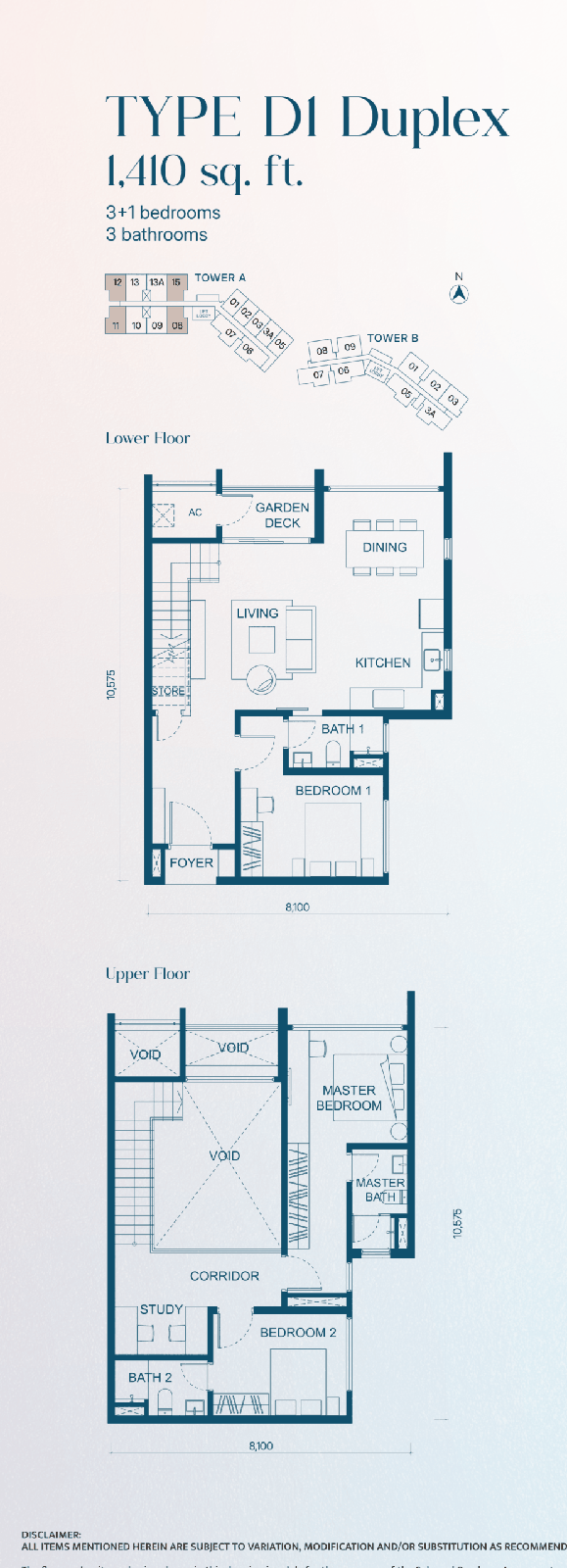 Type D (Duplex) — 1410 sqft