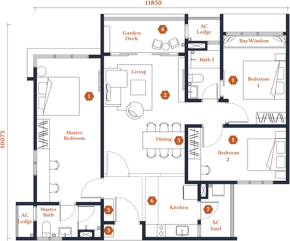 Type 4 Bedroom — 1,152 sqft
