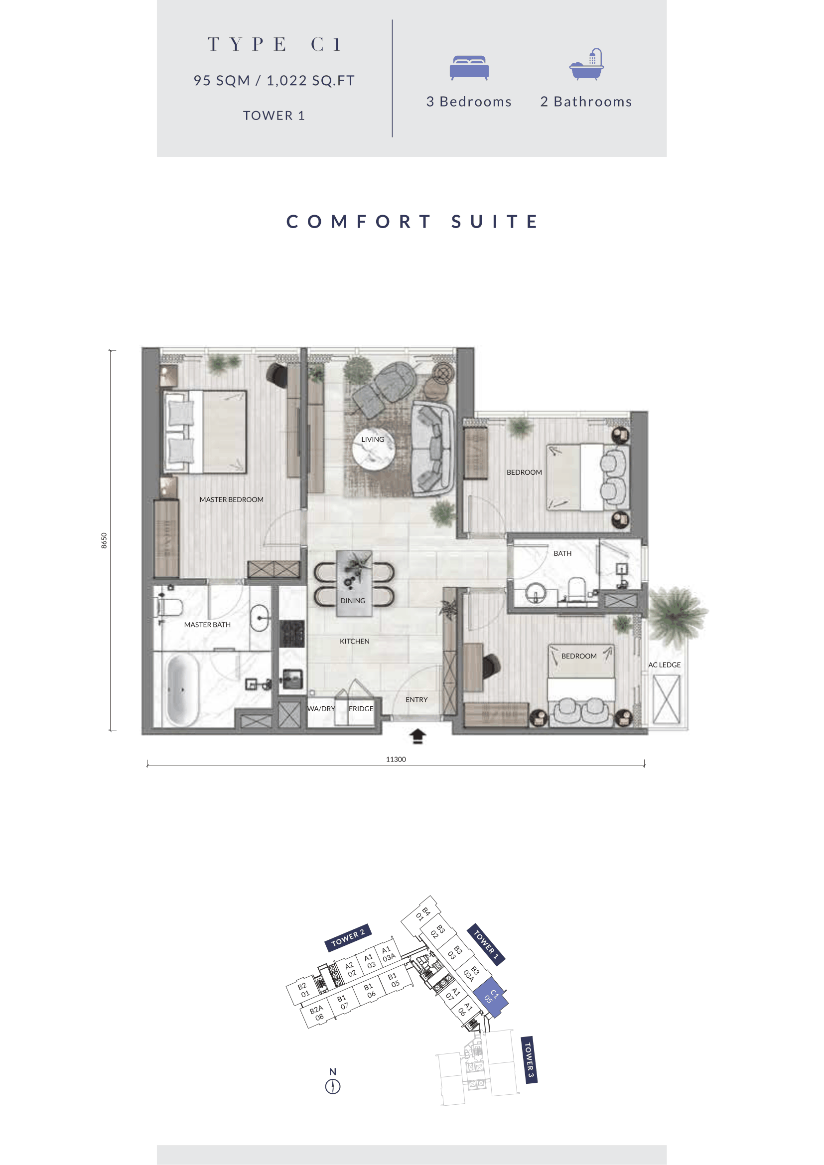 Type C1 — 1022 sqft