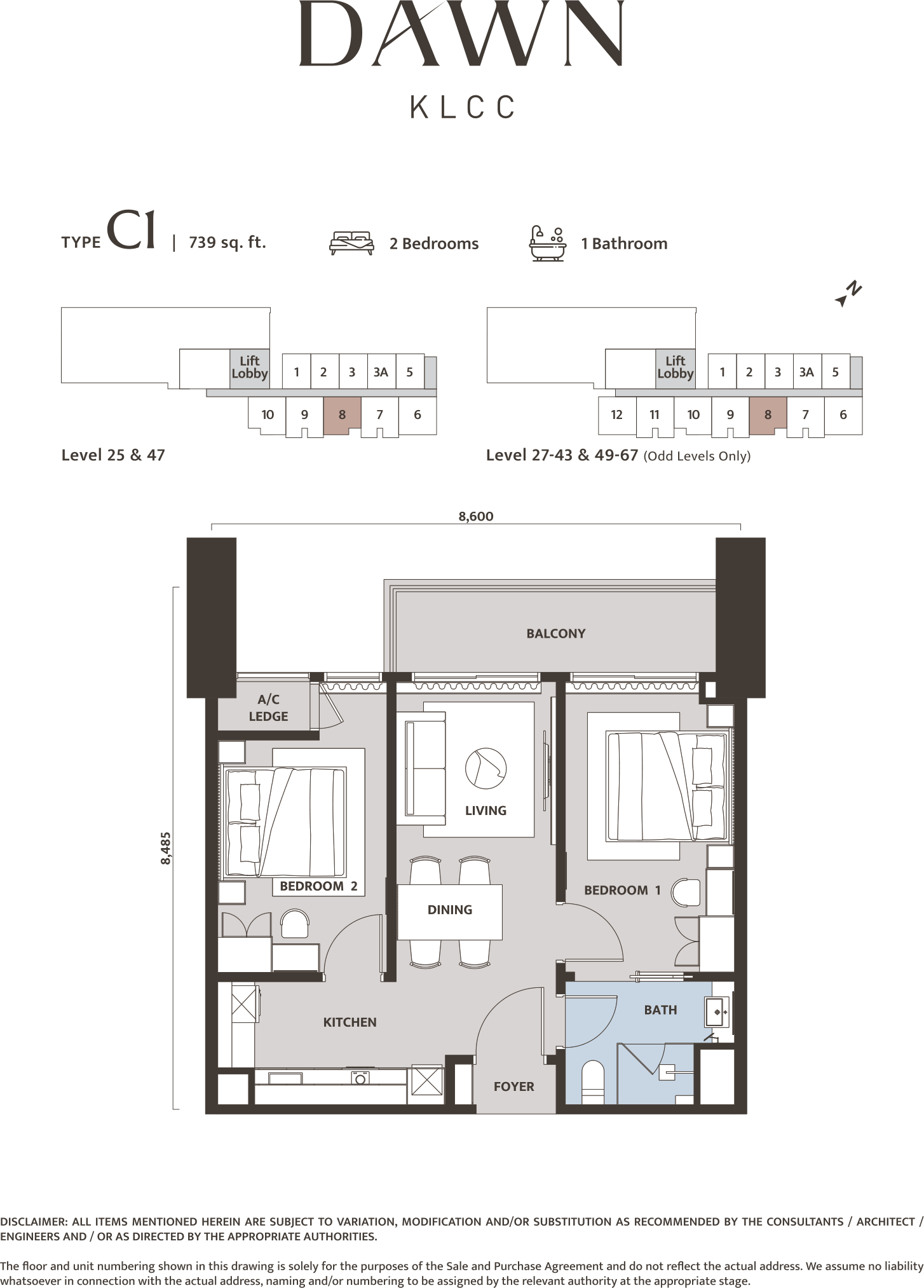 Type 2-Bedroom Floor Plan