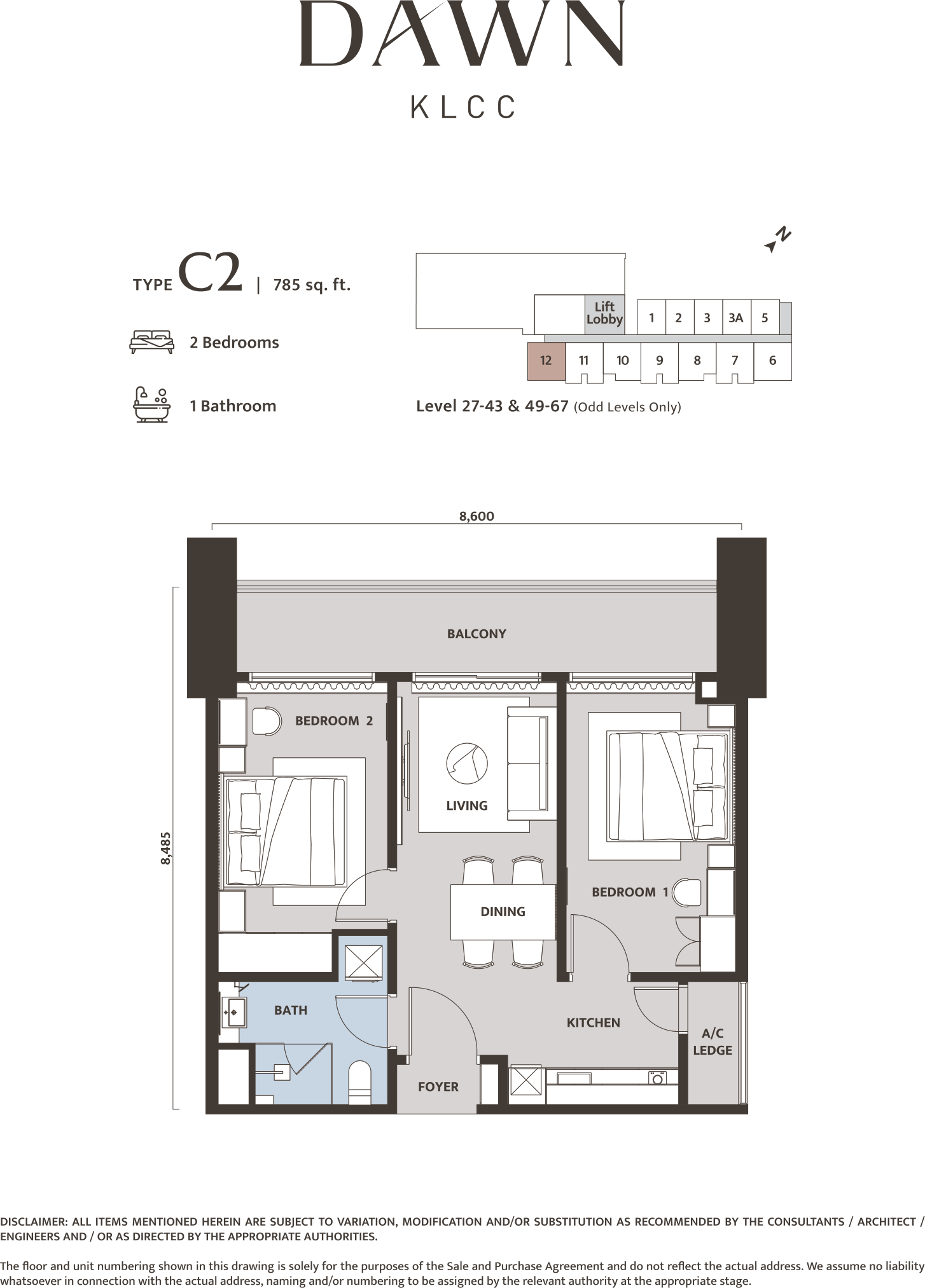 Type 2 Bedroom (B) Floor Plan