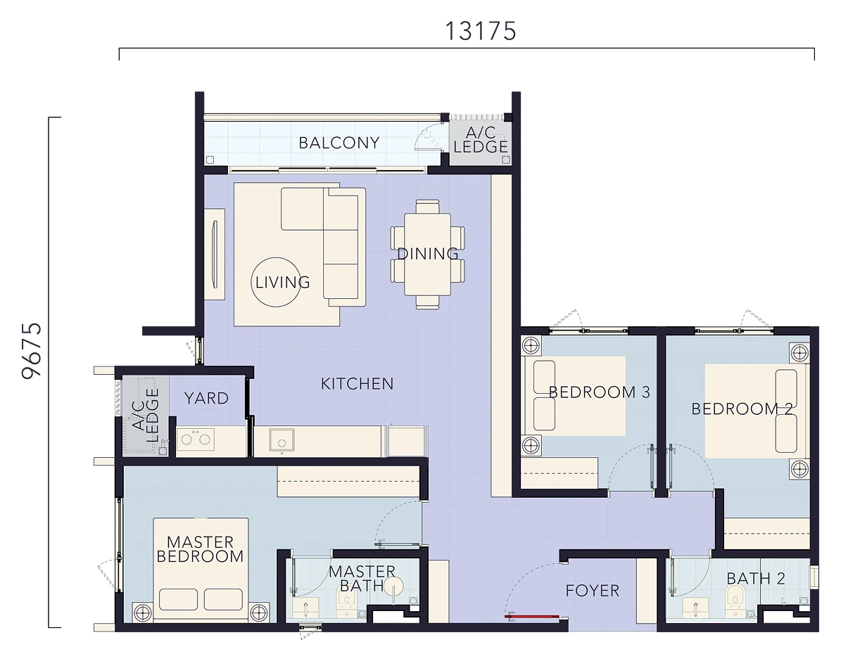 Type B — 1047 sqft