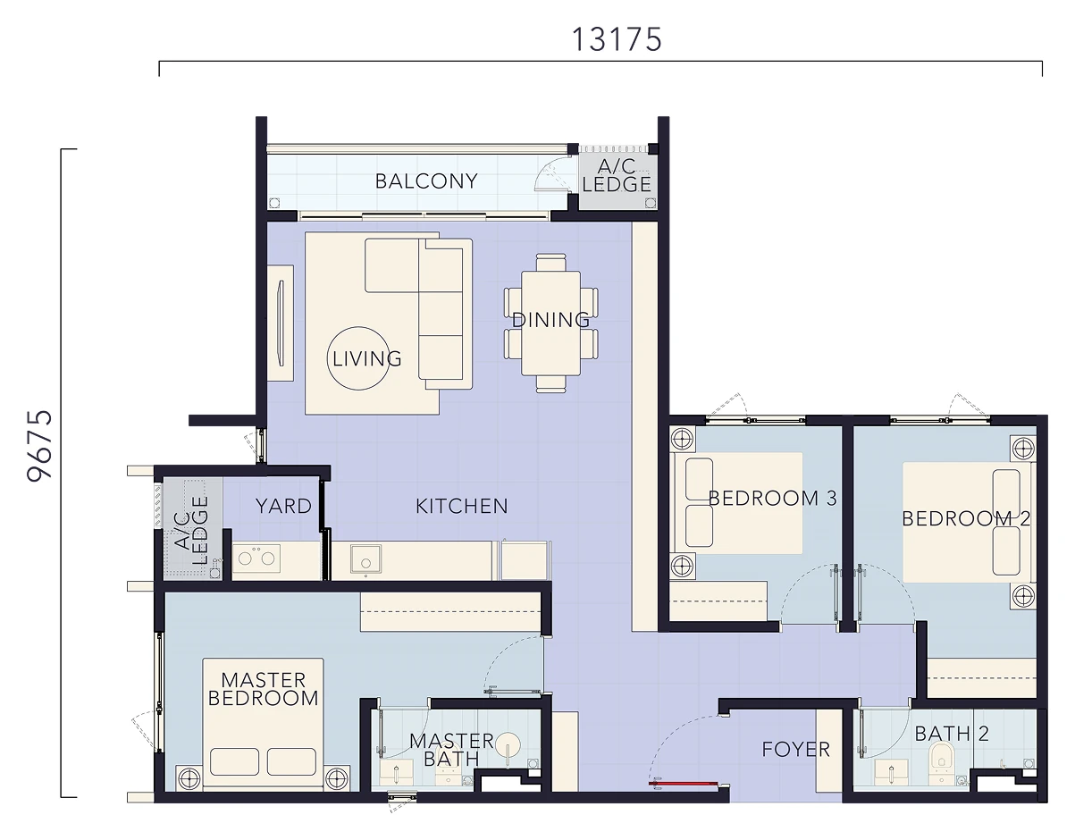 Type B1 — 1047 sqft
