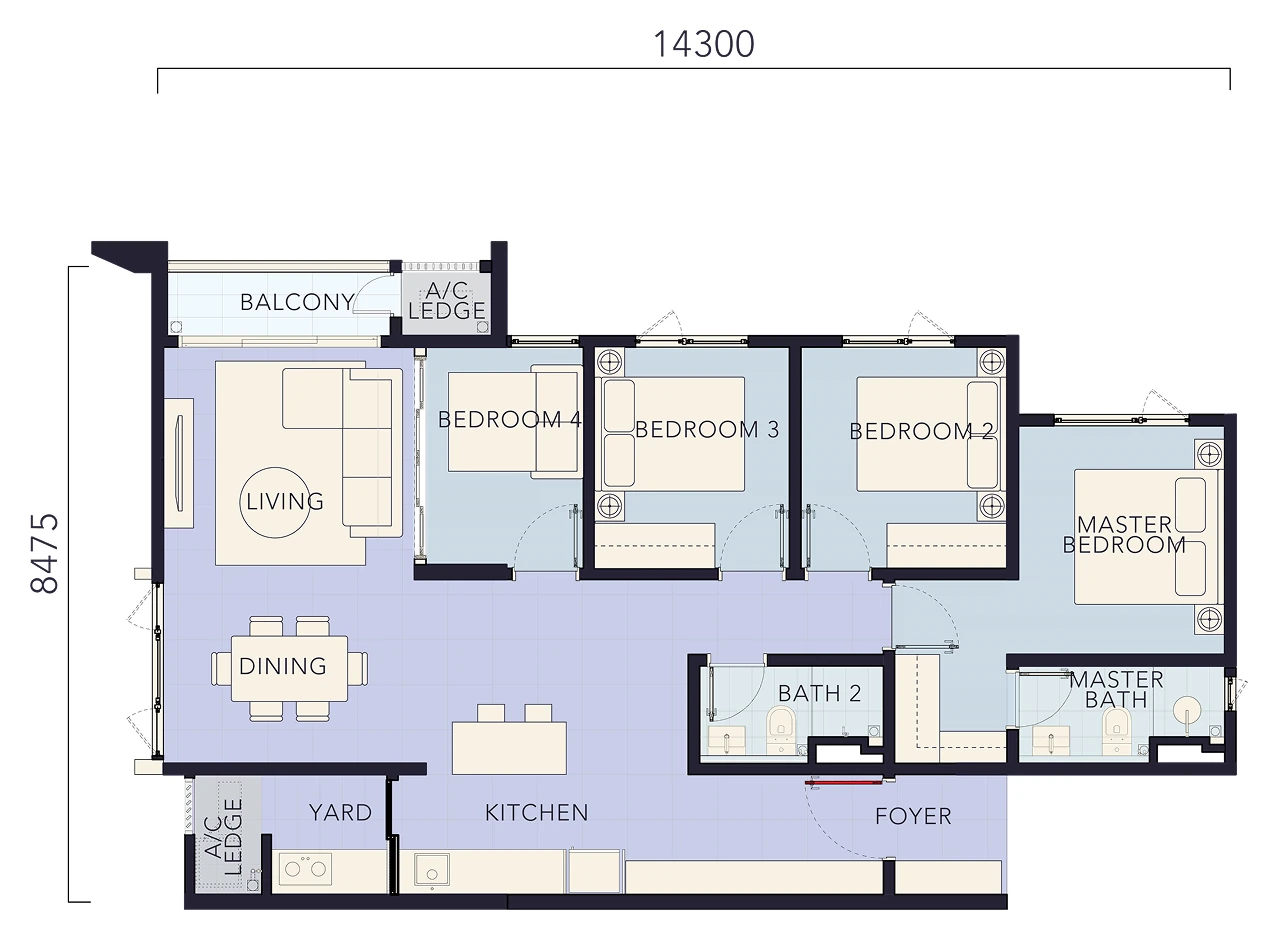 Type C — 1100 sqft