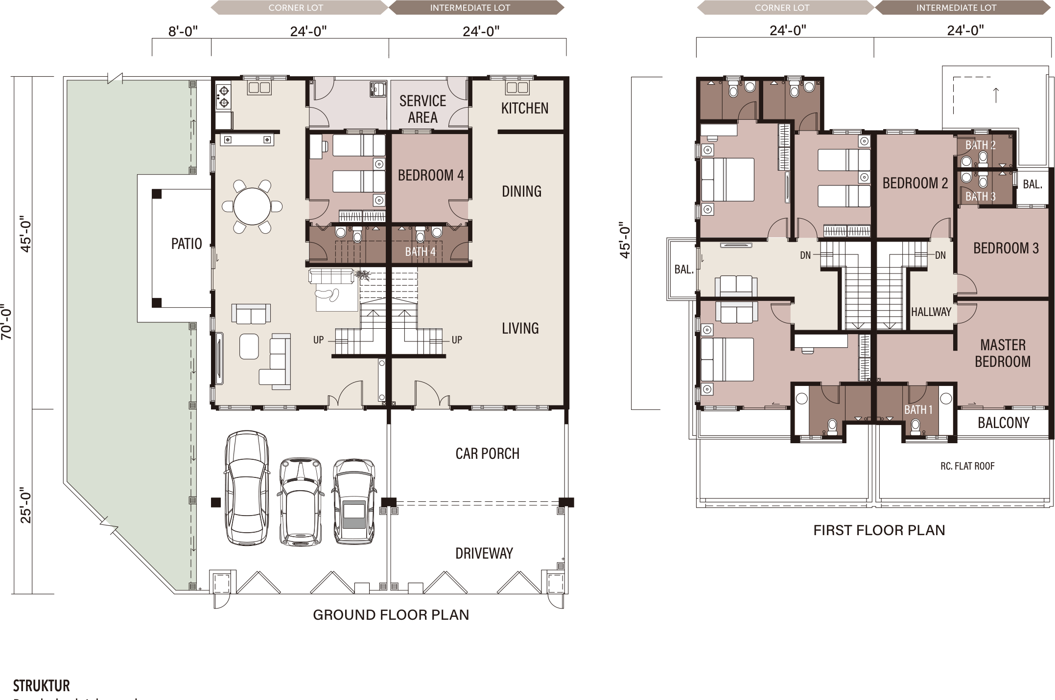 Type Link House (24x70) — 24x70 sqft
