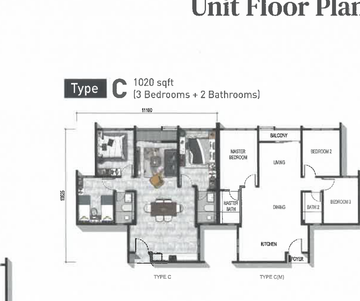 Type C — 1020 sqft