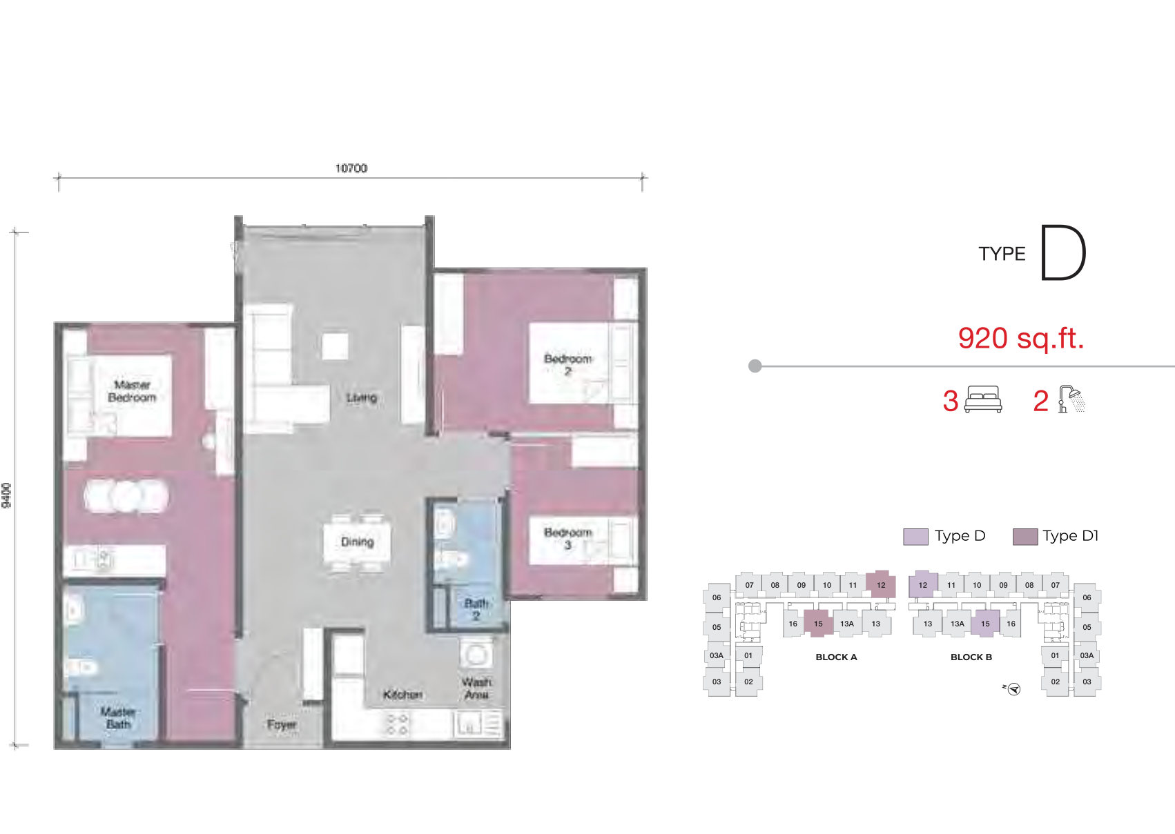 Type D — 920 sqft