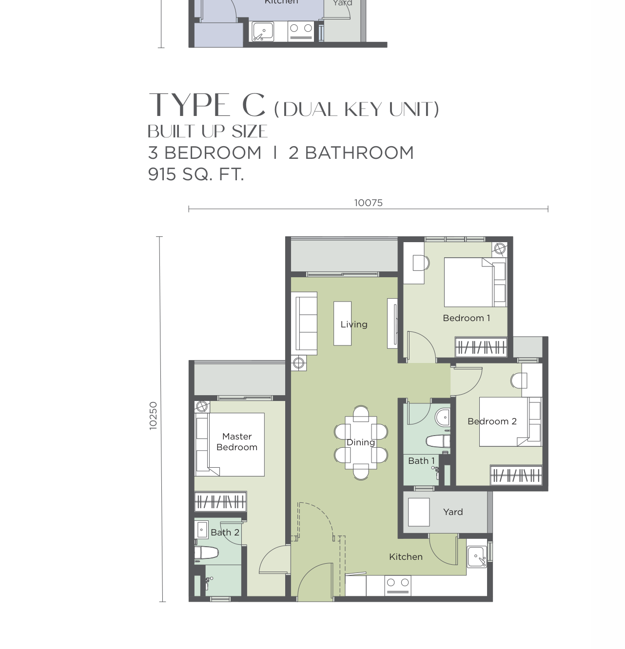 Type C (Dual Key) — 915 sqft