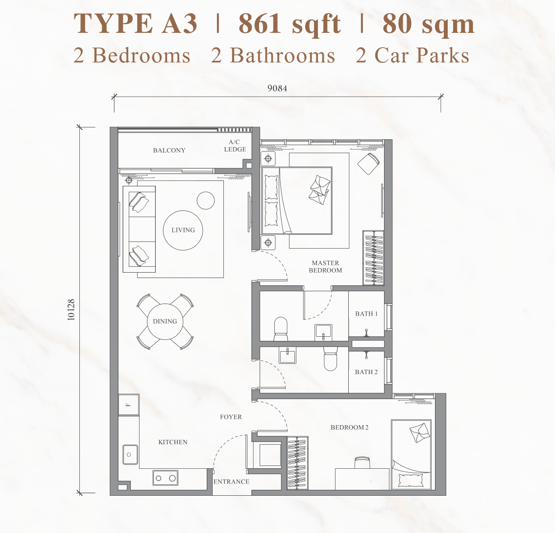 Type B — 861 sqft