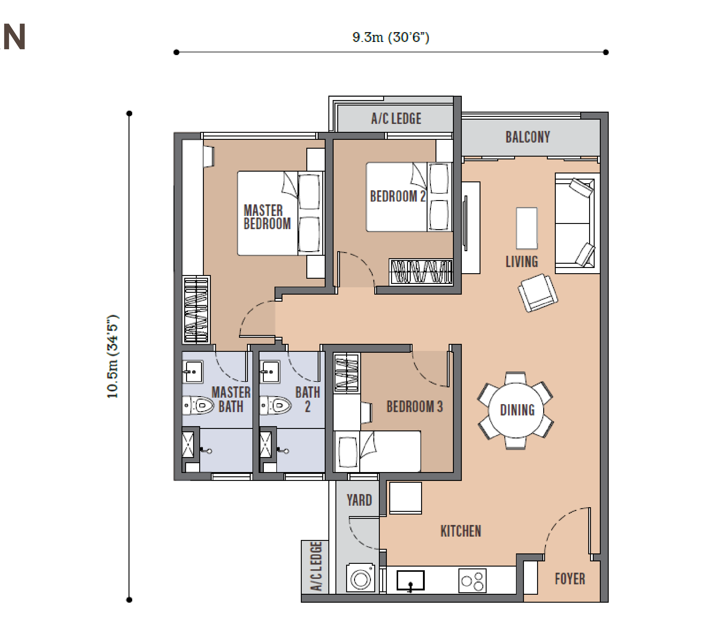 Type C — 920 sqft