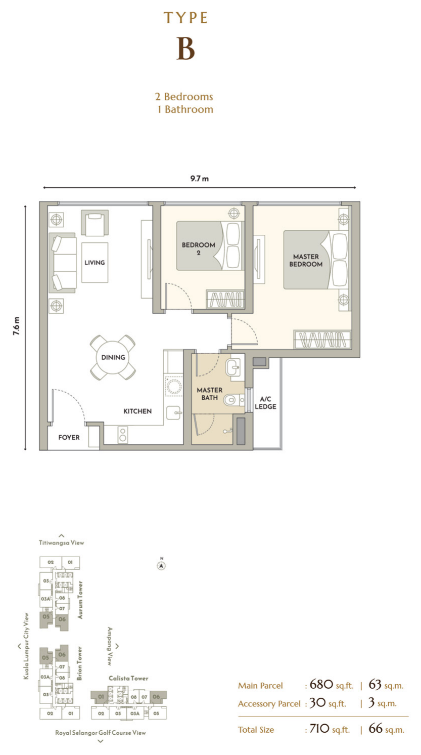 Type B — 680 sqft