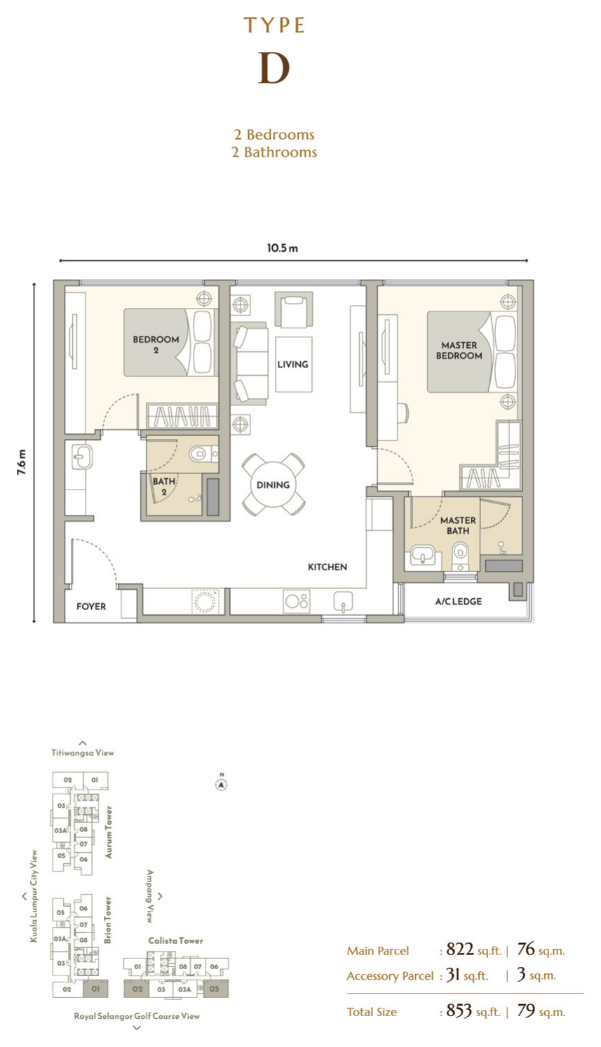 Type D — 822 sqft