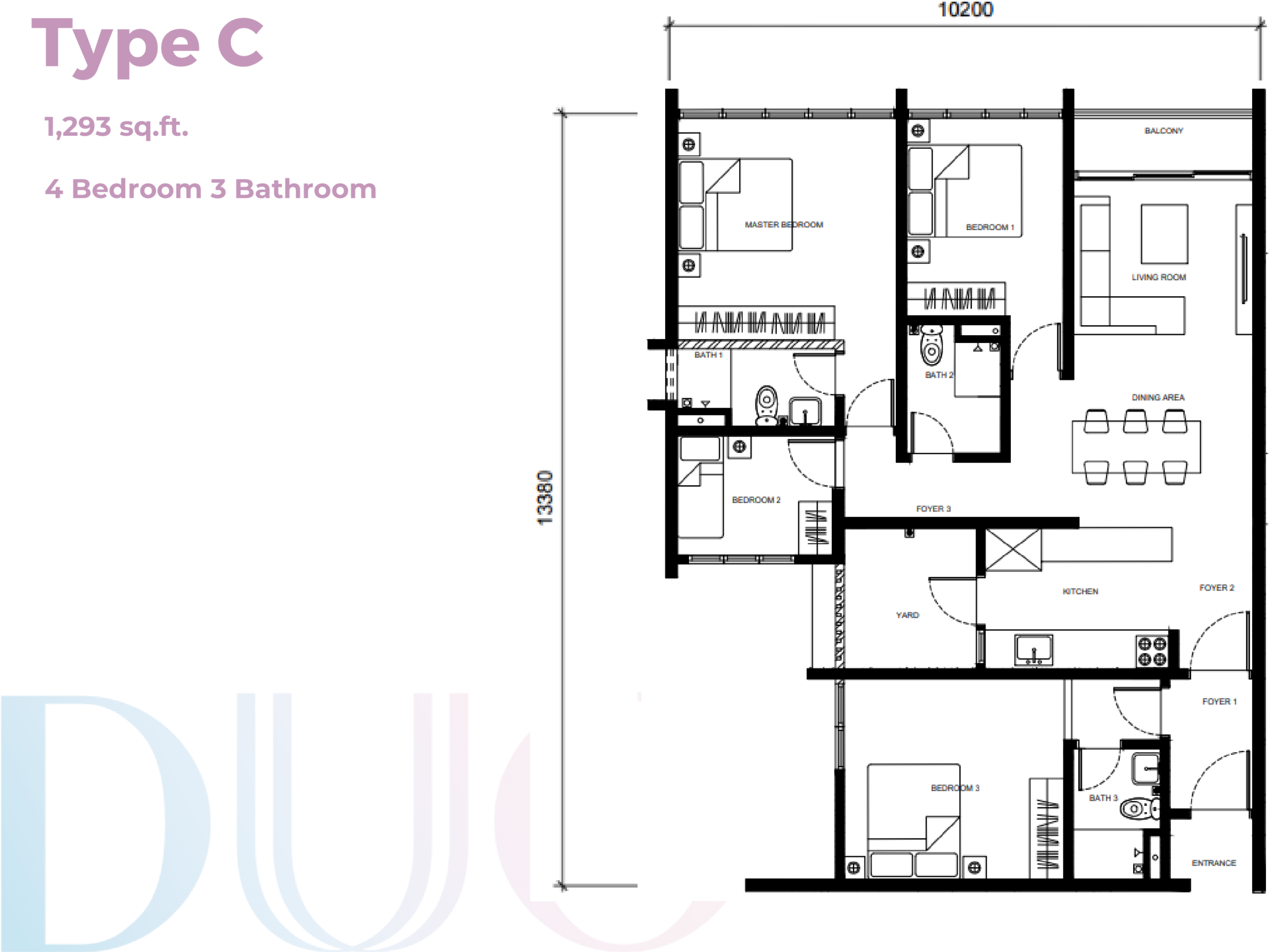 Type 4 Bedroom — 1293 sqft