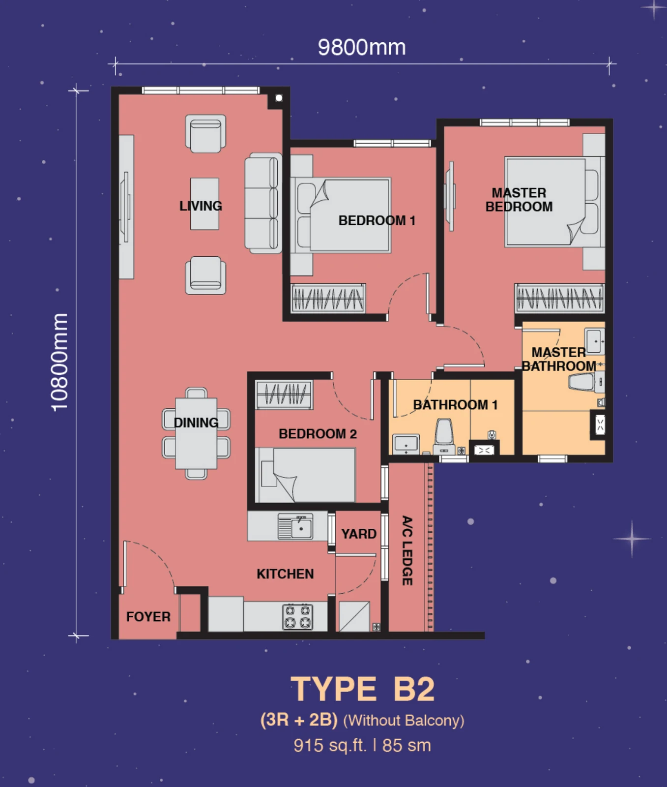 Type B2 — 915 sqft