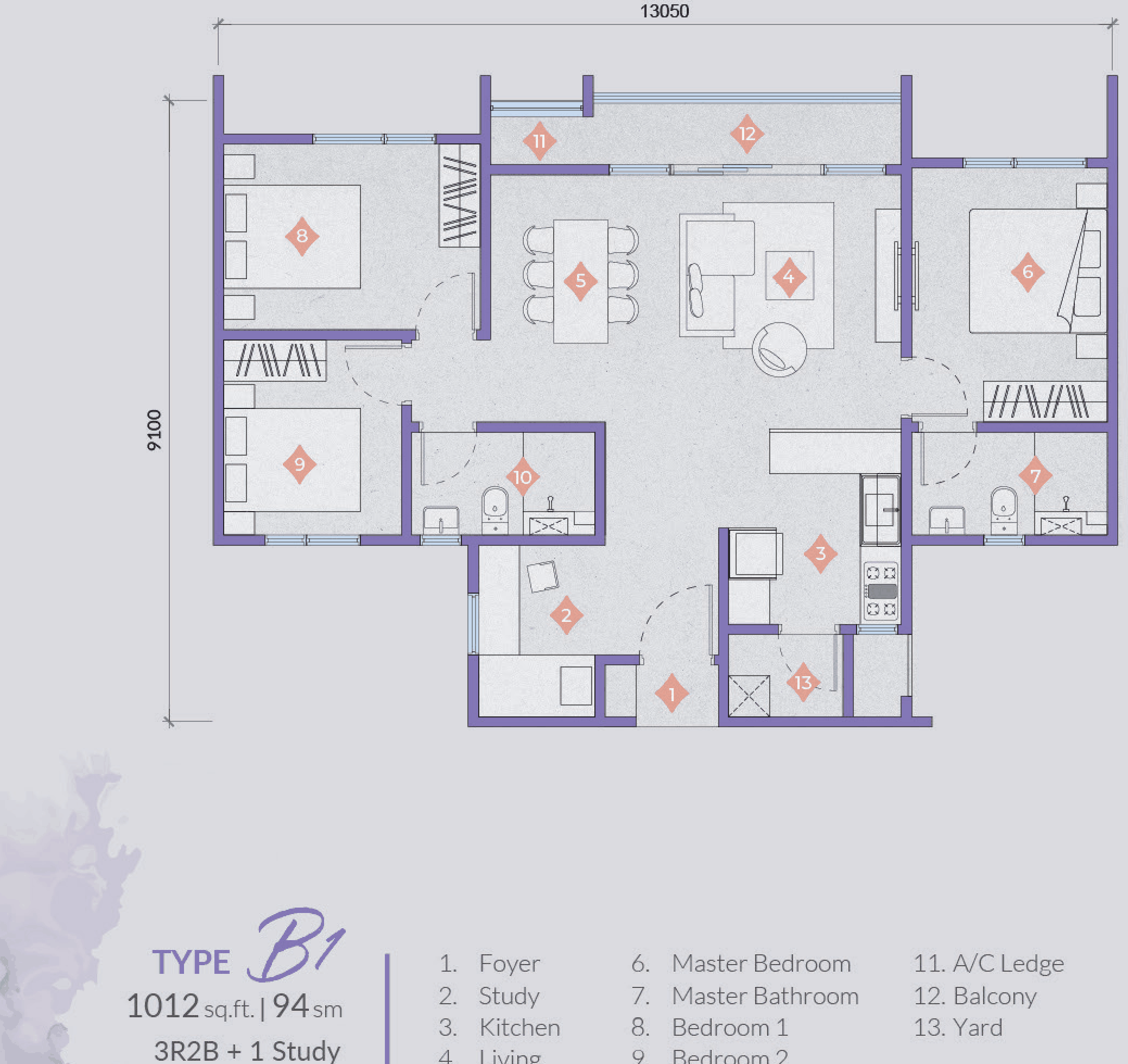 Type A2 — 1,012 sqft
