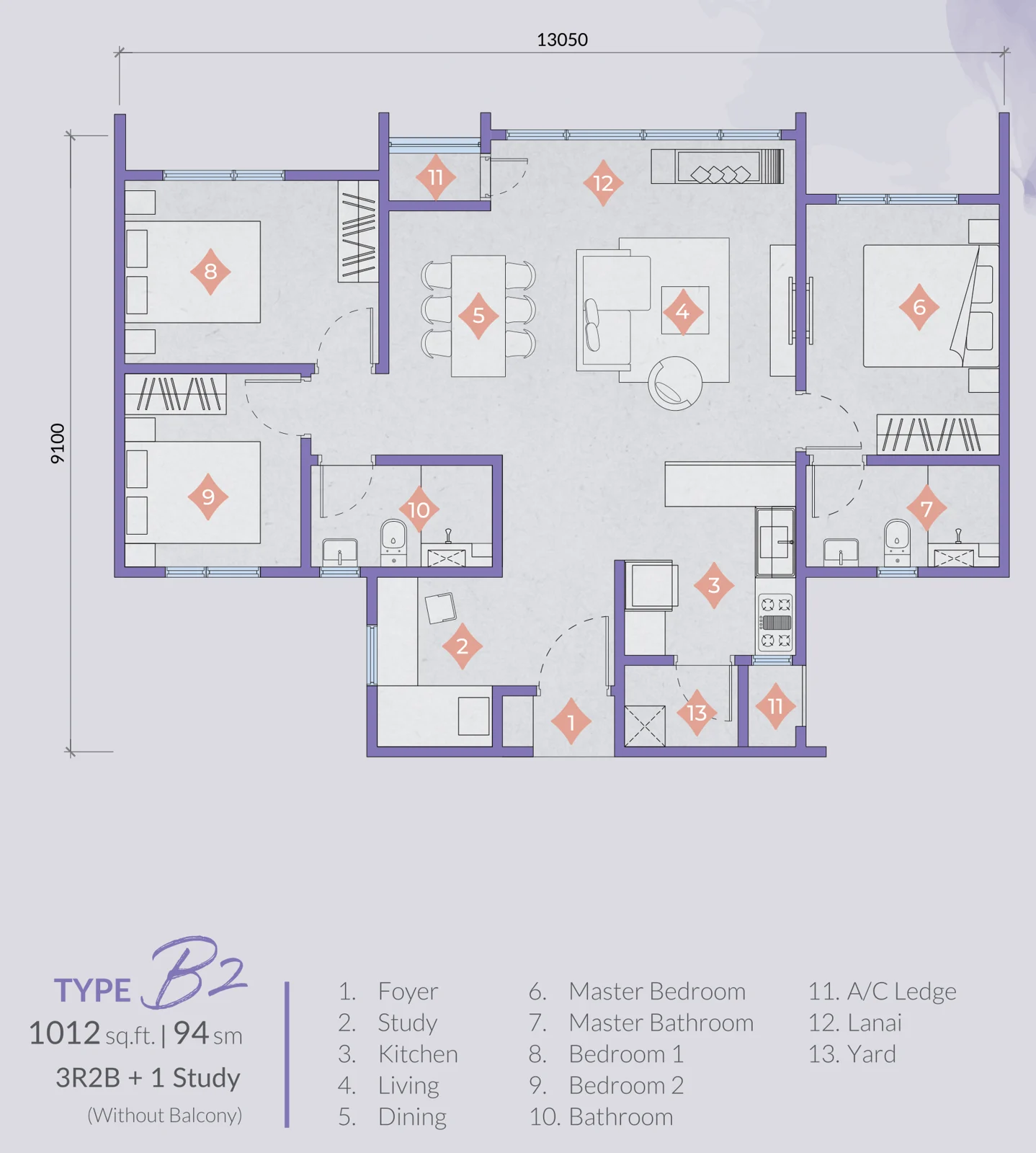 Type B2 — 1,012 sqft