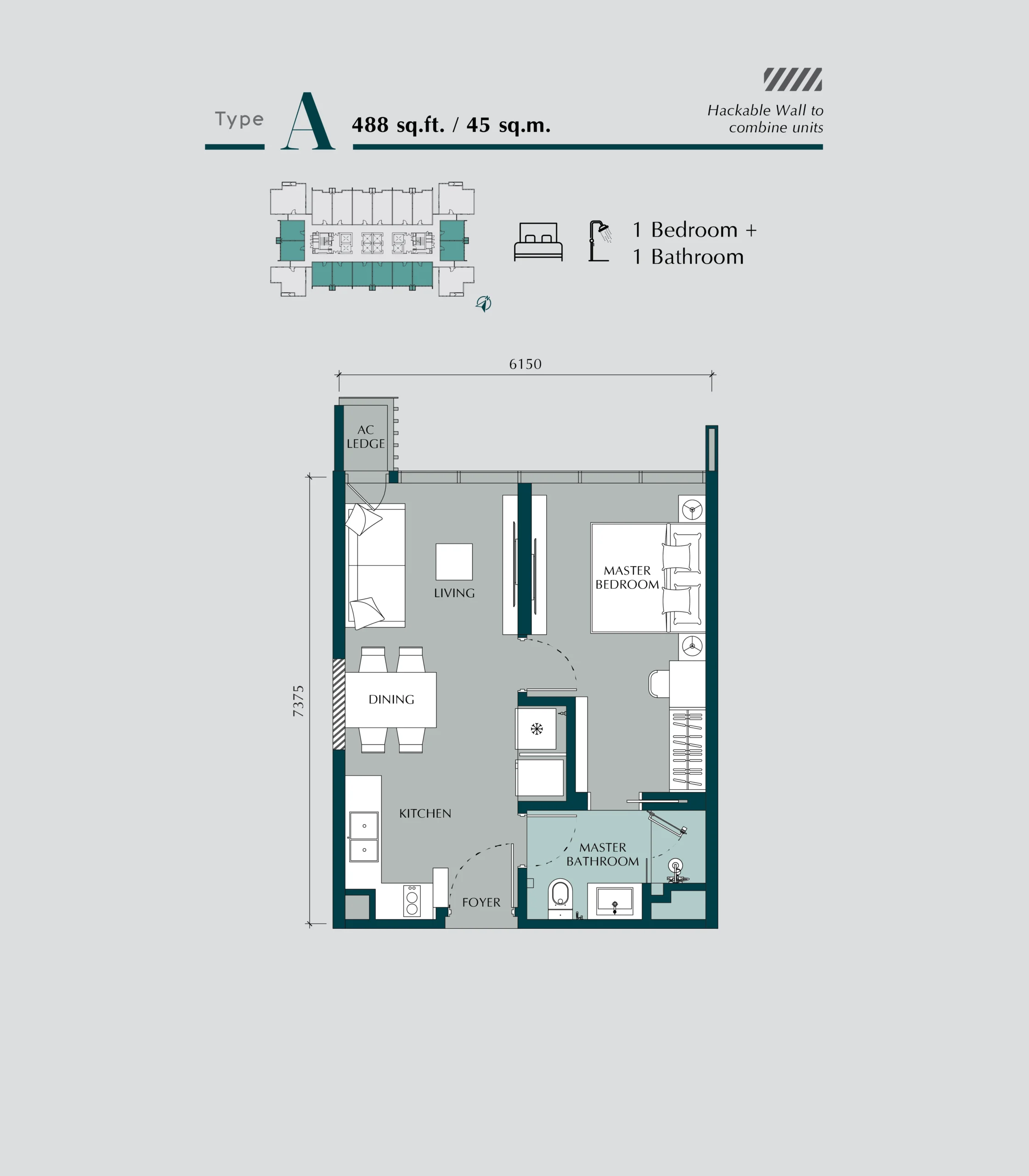 Type A — 488 sqft