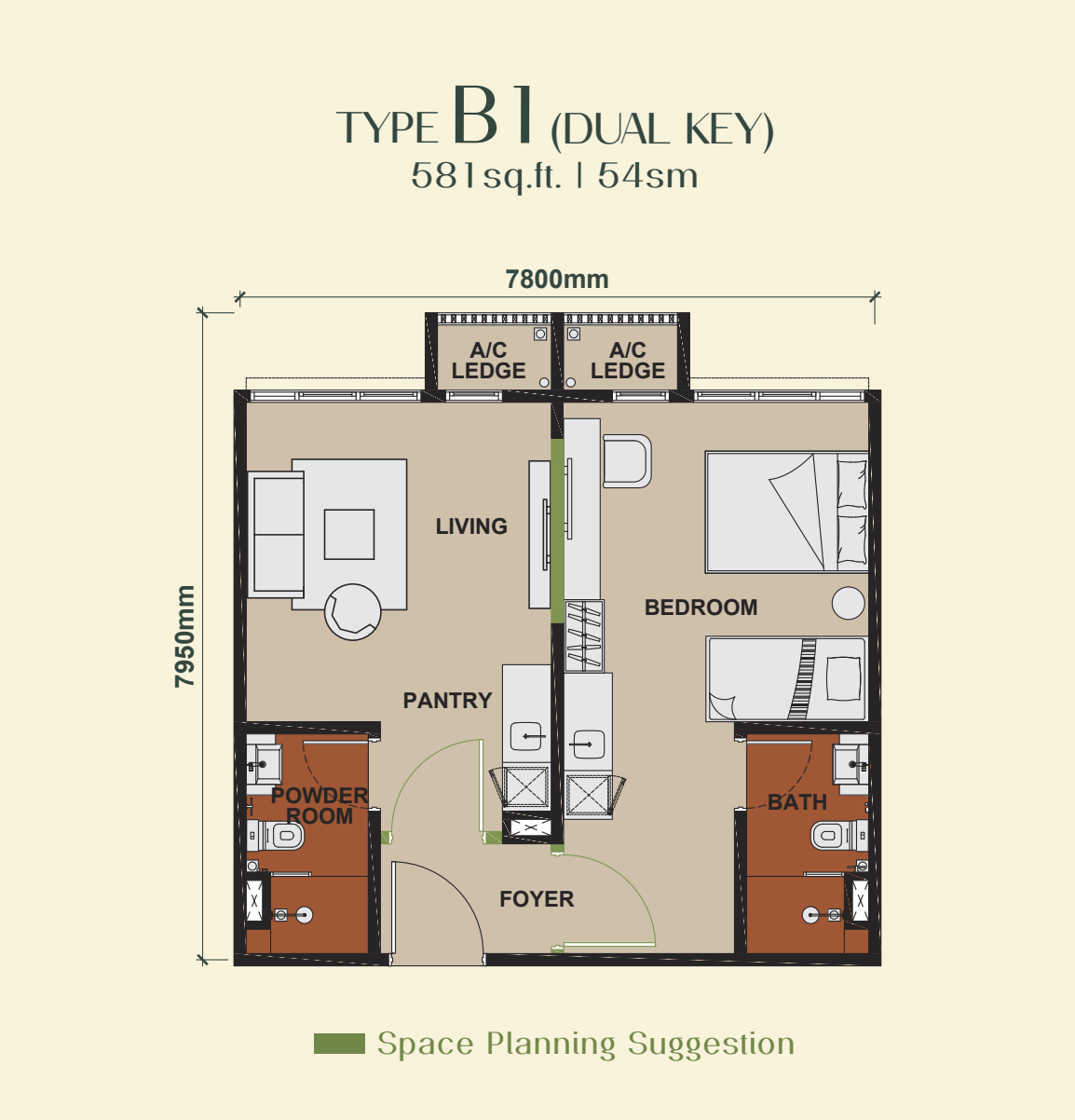 Type B (Dual Key) β 581 sqft