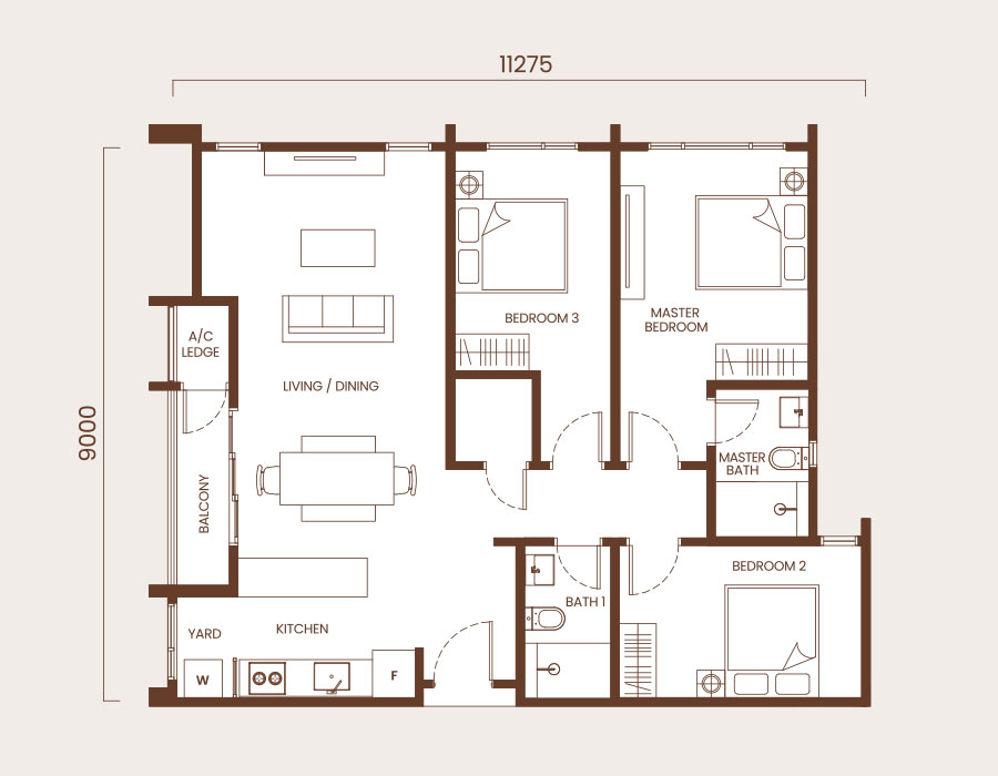 Type A — 1,023 sqft