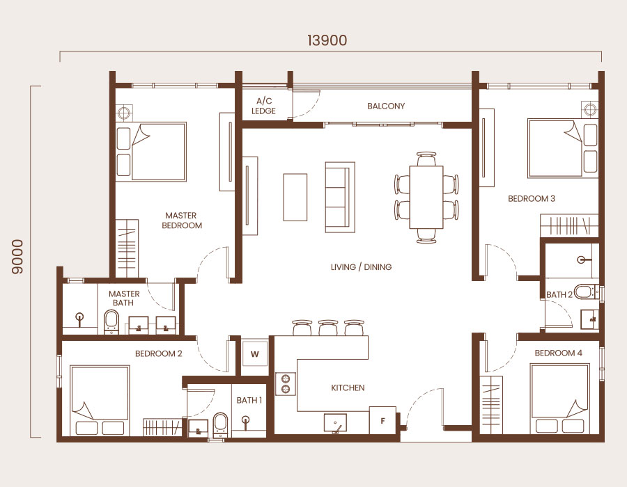 Type D — 1,280 sqft