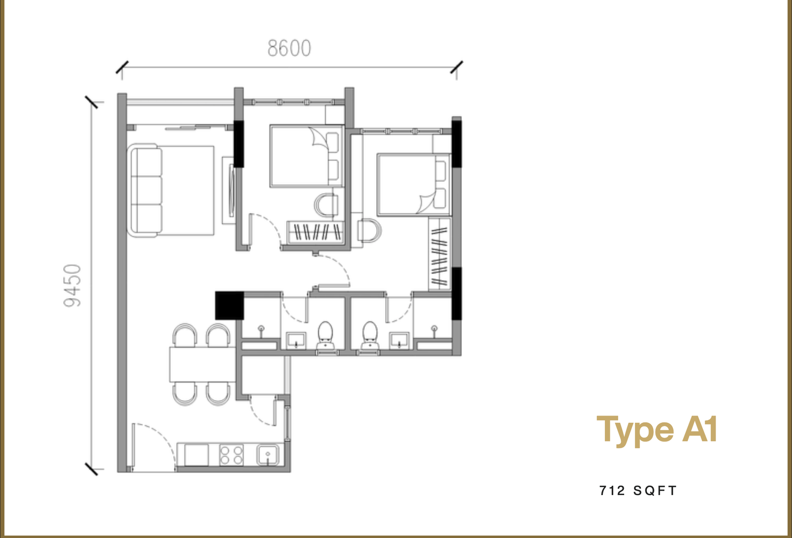 Type A1 — 712 sqft