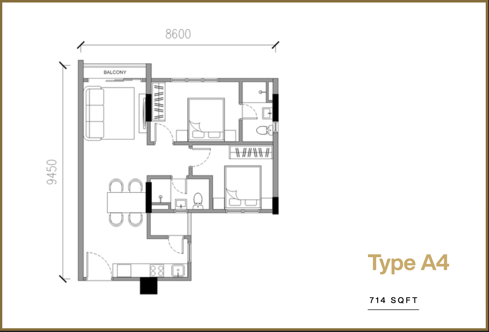 Type A4 — 714 sqft