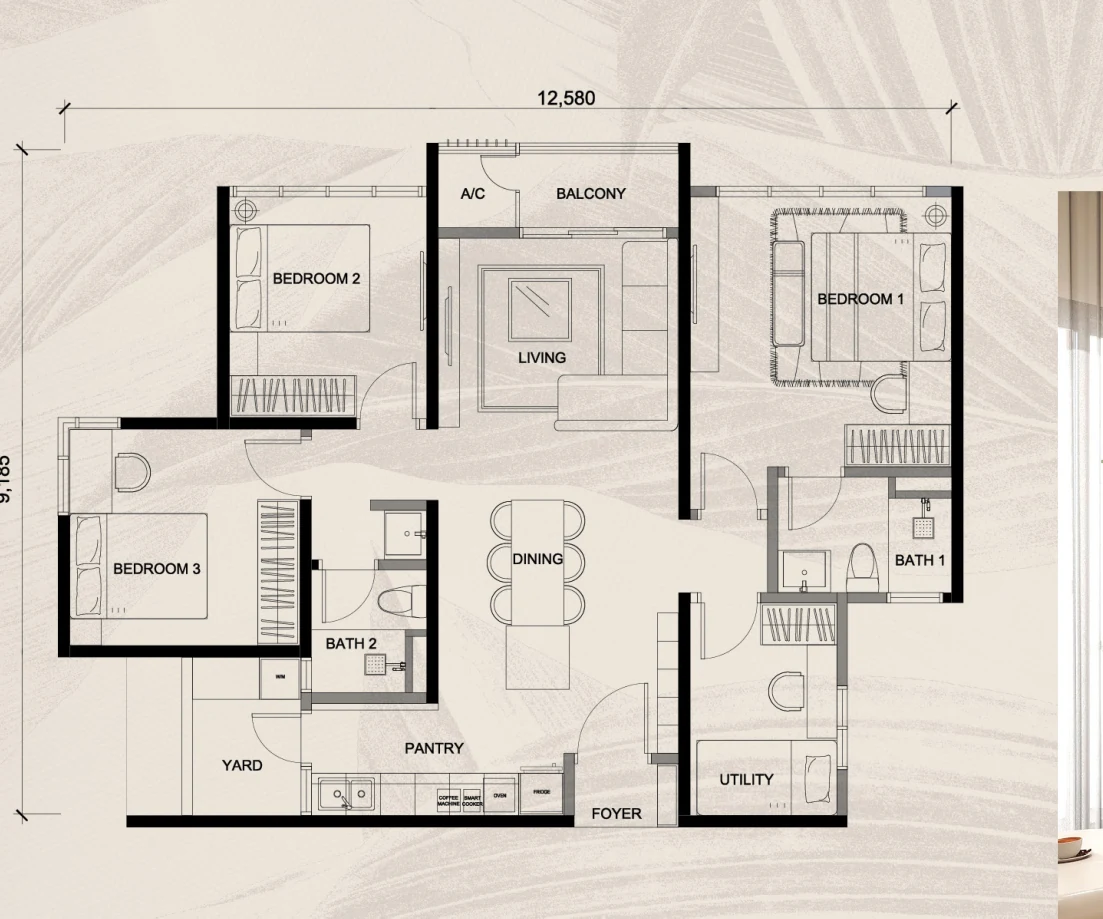 Type C — 1,075 sqft