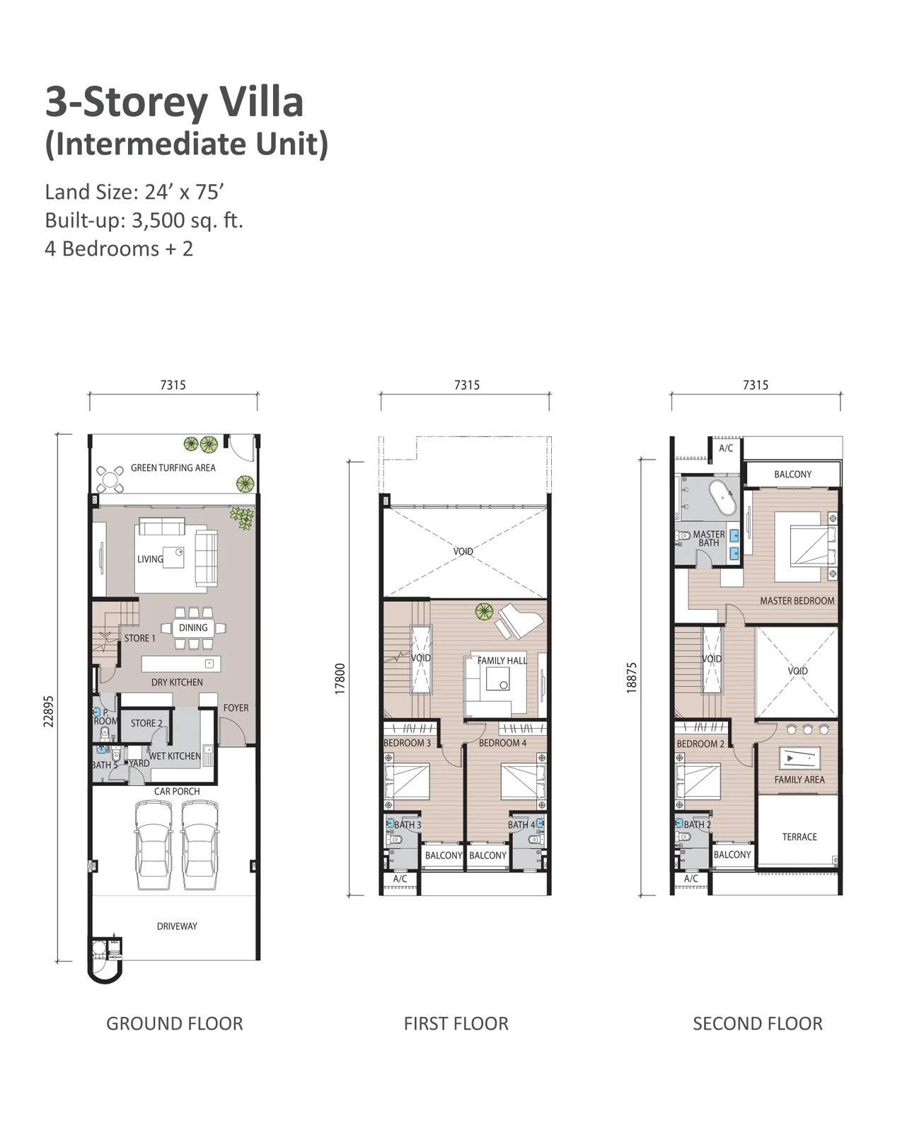 Type 3-Storey Villa — 3,500 sqft