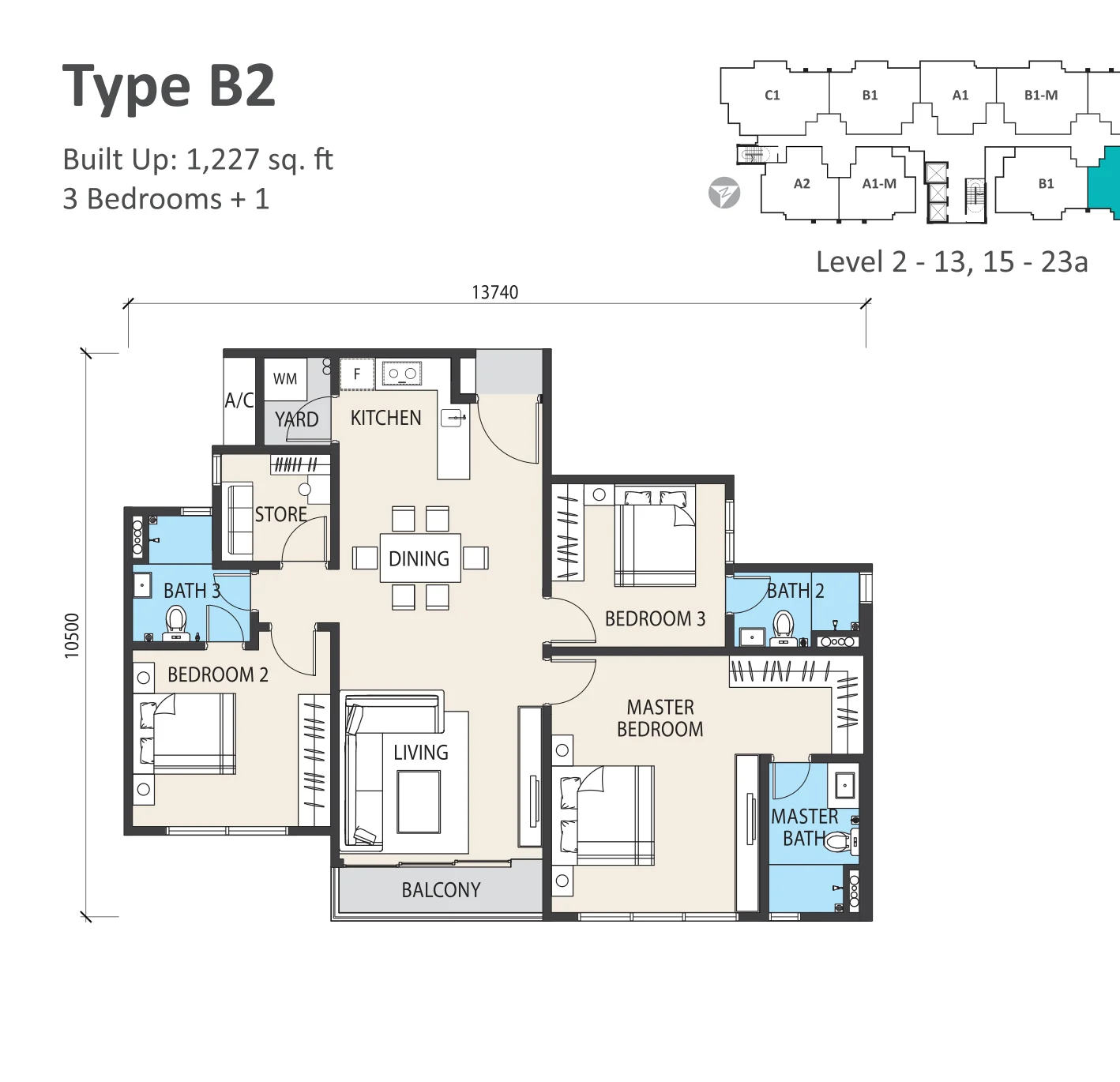 Type B2 — 1,227 sqft