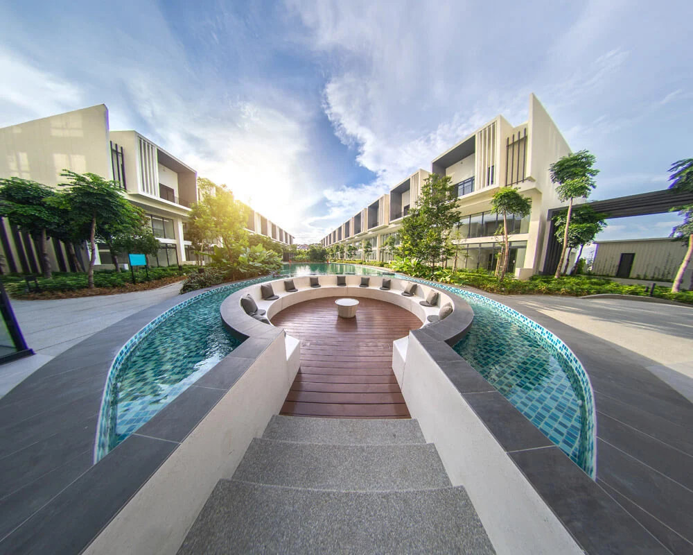 Alstonia pool walkway and water feature